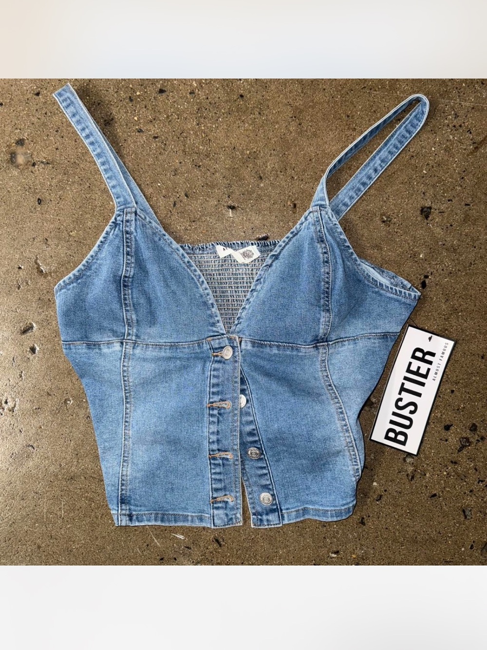 Almost Famous Light Blue Denim Button-Front Cropped Tank